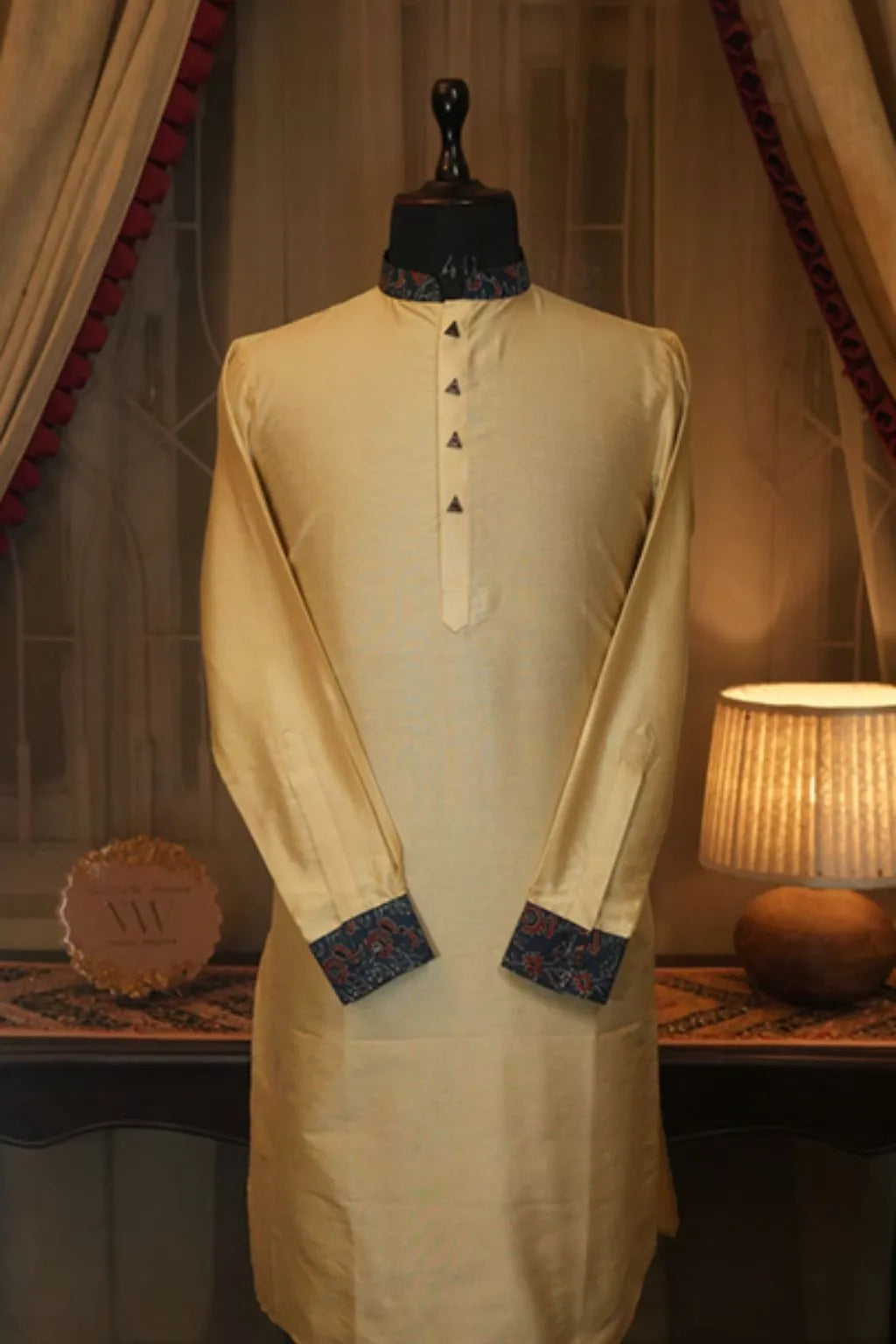 Cream Contrast Kurta