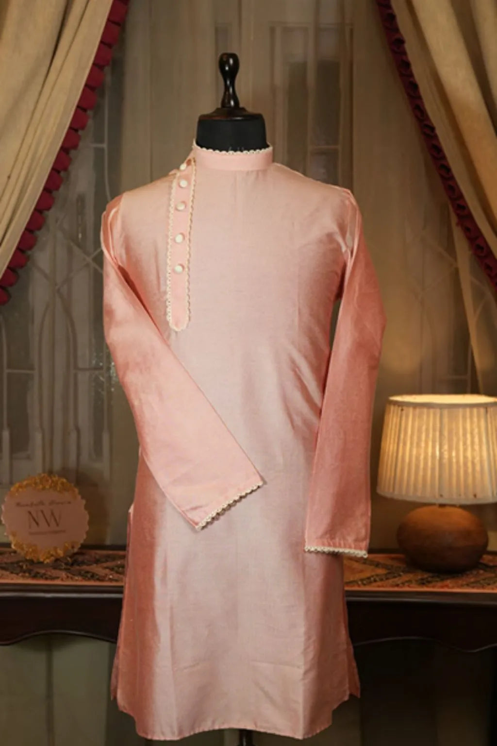 Peach Asymmetry Kurta