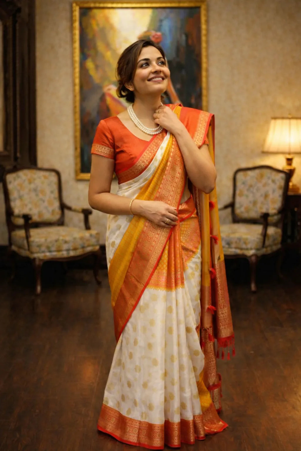 Saffron Orange & Ivory White