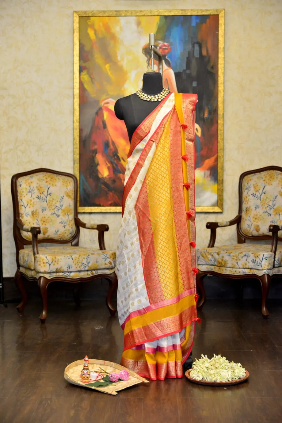 Saffron Orange & Ivory White